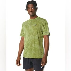 ASICS Green Quarter Zip Short Sleeve Running Shirt Actibreeze Size Small